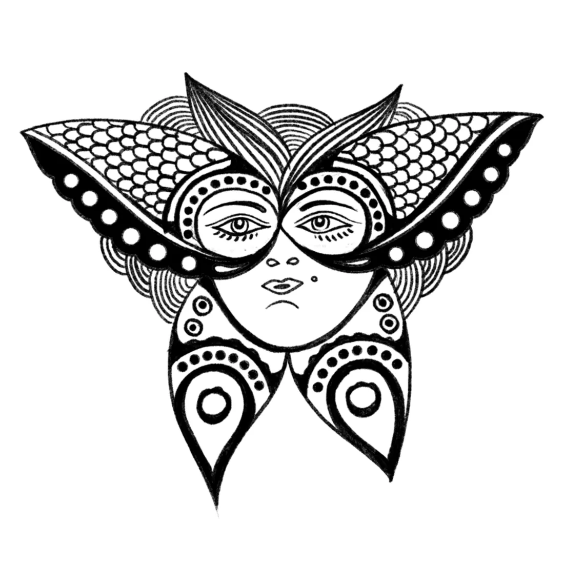 Papillon aux visages — F.04, disponible — pièce unique 1/1